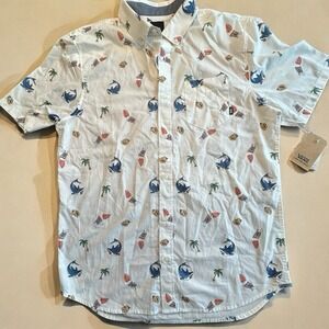 Men's‎ Vans Shark Print Button Down Shirt Medium NWT Surf Beach Summer